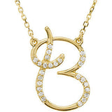 14K White Letter "K" 1-6 CTW Diamond Initial 17" Necklace