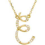 14K White Letter "K" 1-6 CTW Diamond Initial 17" Necklace