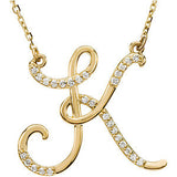 14K White Letter "K" 1-6 CTW Diamond Initial 17" Necklace