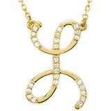 14K White Letter "K" 1-6 CTW Diamond Initial 17" Necklace