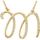 14K White Letter "K" 1-6 CTW Diamond Initial 17" Necklace