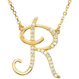 14K White Letter "K" 1-6 CTW Diamond Initial 17" Necklace
