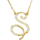 14K White Letter "K" 1-6 CTW Diamond Initial 17" Necklace
