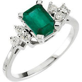 Genuine Emerald & Diamond Ring