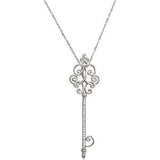 Sterling Silver 1-8 CTW Diamond Scroll Key 18" Necklace