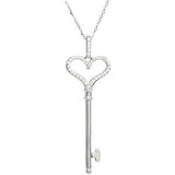 Diamond Heart Key Pendant or Necklace