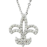 14K White 1-5 CTW Diamond Fleur De Lis Necklace