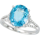 Swiss Blue Topaz & 1-6 CTW Diamond Ring