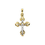 14K Yellow & White 20x15mm Crucifix Pendant