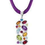 Sterling Silver London Blue Topaz, Brazilian Garnet, Amethyst, & Madeira Citrine Pendant