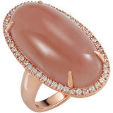 Chocolate Chalcedony & White Sapphire Halo Ring