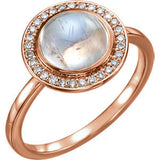 14K Yellow Rainbow Moonstone & 1/8 CTW Diamond Ring