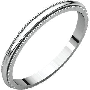 10K White 2mm Milgrain Band