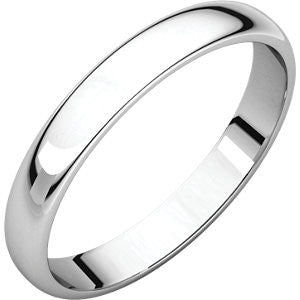 Platinum 3mm Half Round Light Band