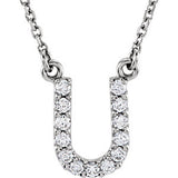 14K White Letter "A" 1-8 CTW Diamond 16" Necklace