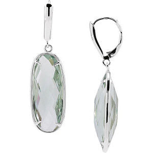 Sterling Silver Green Quartz Lever Back Earrings