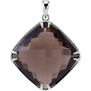 Sterling Silver 20x20mm Smoky Quartz Pendant