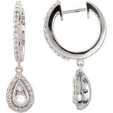 14K White 1-2 CTW Diamond Hoop Earrings