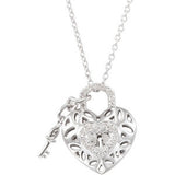 Sterling Silver 1-6 CTW Diamond Heart 18" Necklace