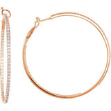 14K Rose 2 3-4 CTW Diamond Inside-Outside Hoops