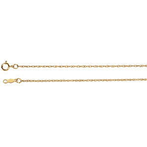 14K Yellow 1mm Rope 7" Chain