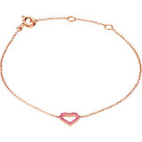 Genuine Pink Sapphire Heart Bracelet