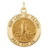 14K Yellow 15mm Round Our Lady of Fatima Medal