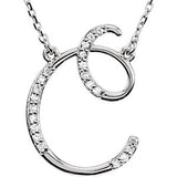 14K White Letter "K" 1-6 CTW Diamond Initial 17" Necklace