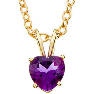 14K Yellow 6mm Amethyst Heart 18" Necklace