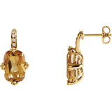 14K Yellow Citrine & .06 CTW Diamond Earrings