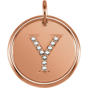 14K Rose .05 CTW Diamond Initial "Y" Pendant