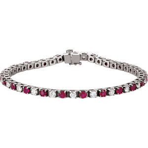 14K White Ruby & 2 3/8 CTW Diamond 7.25" Bracelet