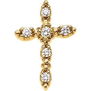 14K Yellow 1-5 CTW Diamond Cross Pendant