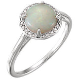 14K Yellow Opal & .05 CTW Diamond Ring