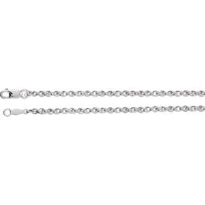 Sterling Silver 2mm 16" Rope Chain with Lobster Clasp