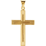 14K White 18x12mm Cross Pendant with Design