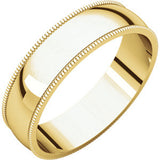 14K White 7mm Milgrain Light Band