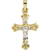 14K Yellow & White 32x23mm Hollow Crucifix Pendant