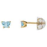 14K Yellow January Bfly® CZ Birthstone Youth Earrings with Safety Backs & Box