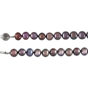 Sterling Silver Freshwater Cultured Black Pearl 7.75" Bracelet