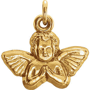 14K White 14x16mm Angel Baby Pendant