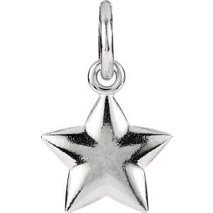 Sterling Silver 11.5x9.75mm Puffed Star Charm with Jump Ring