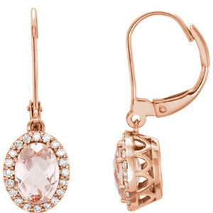 14K Rose Morganite & 1-5 CTW Diamond Earrings