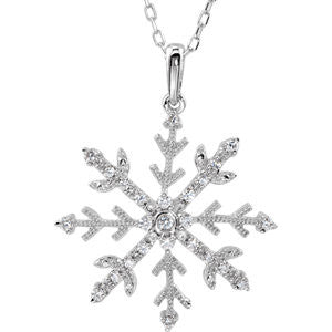 Sterling Silver Cubic Zirconia Snowflake 18" Necklace