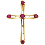 14K Yellow Ruby Cross Pendant