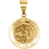 14K White 18.25mm Round Hollow St. Michael Medal