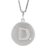 Sterling Silver .005 CTW Diamond Letter "C" Initial Disc 18" Necklace