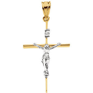 14K Yellow & White 37x19.75mm Crucifix Pendant