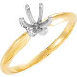 14K Yellow & Platinum 5-5.3mm Round 6-Prong Heavy Solitaire Ring Mounting