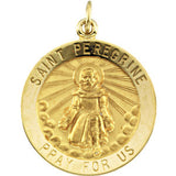 14K White 18mm Round St. Peregrine Medal